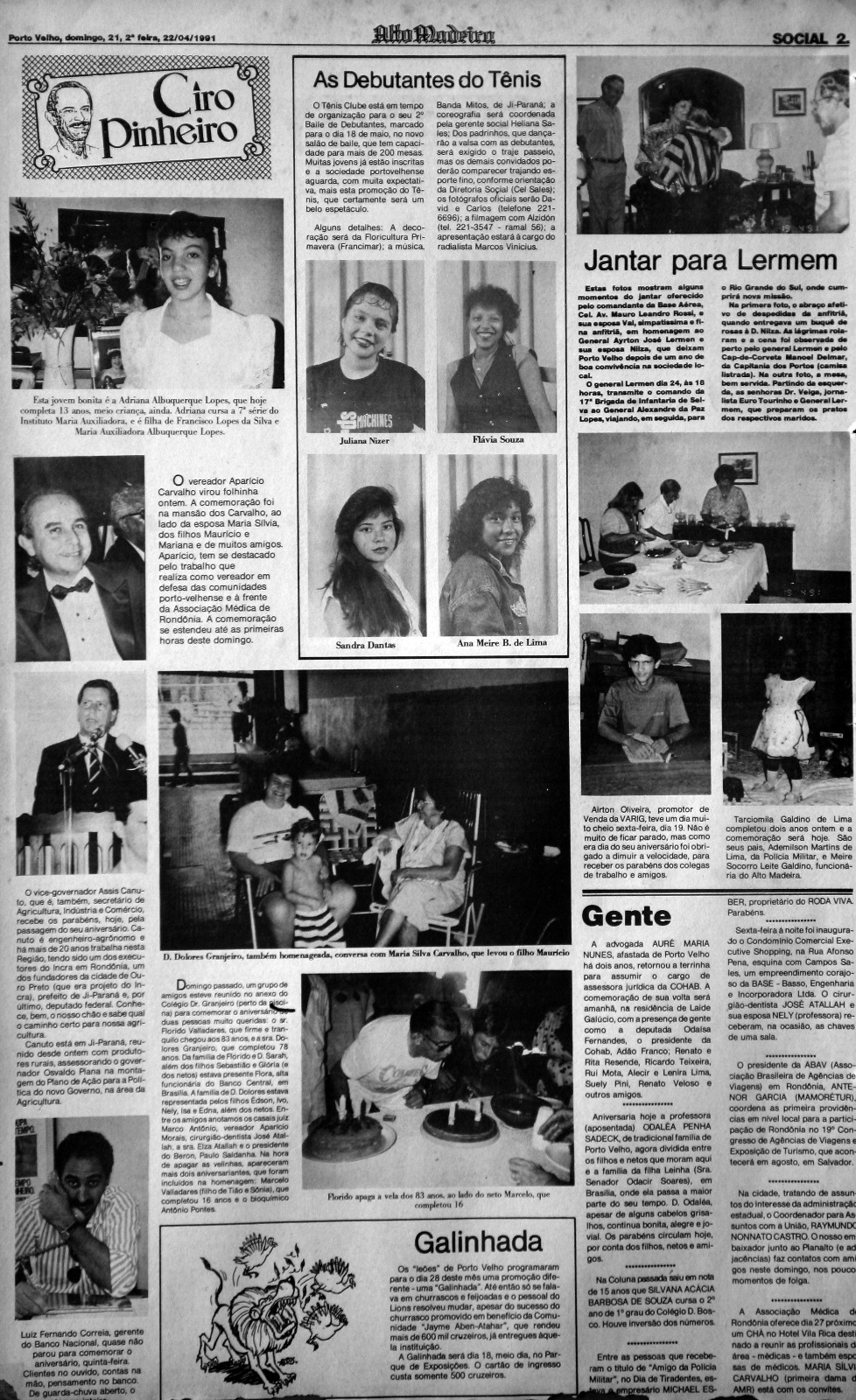 A sociedade nas páginas de Ciro Pinheiro, de1967 a 2017, sempre no Ato Madeira, aí em abril de 1991